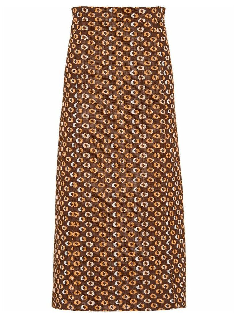 Prada circular jacquard A-line skirt - Brown