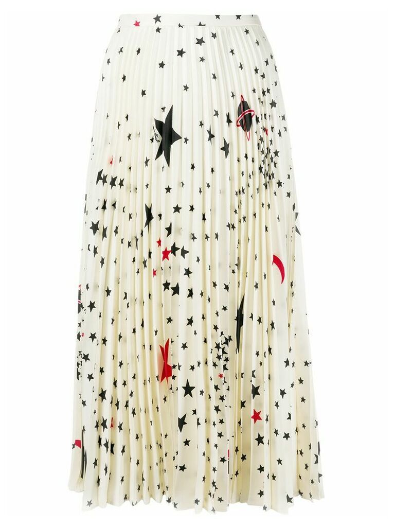 Valentino star-print pleated skirt - White