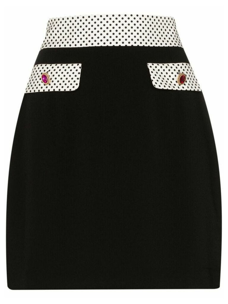 Rixo x Christian Lacroix Sofia polka dot-trimmed skirt - Black