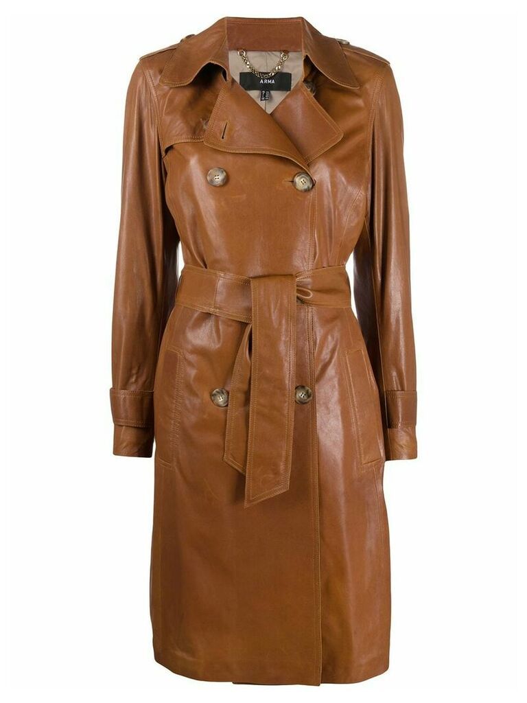 Arma leather trench coat - Brown