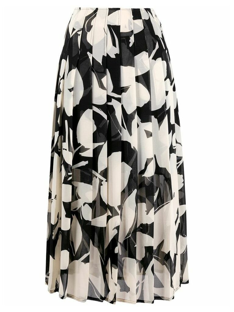 Calvin Klein pleated floral print skirt - Black
