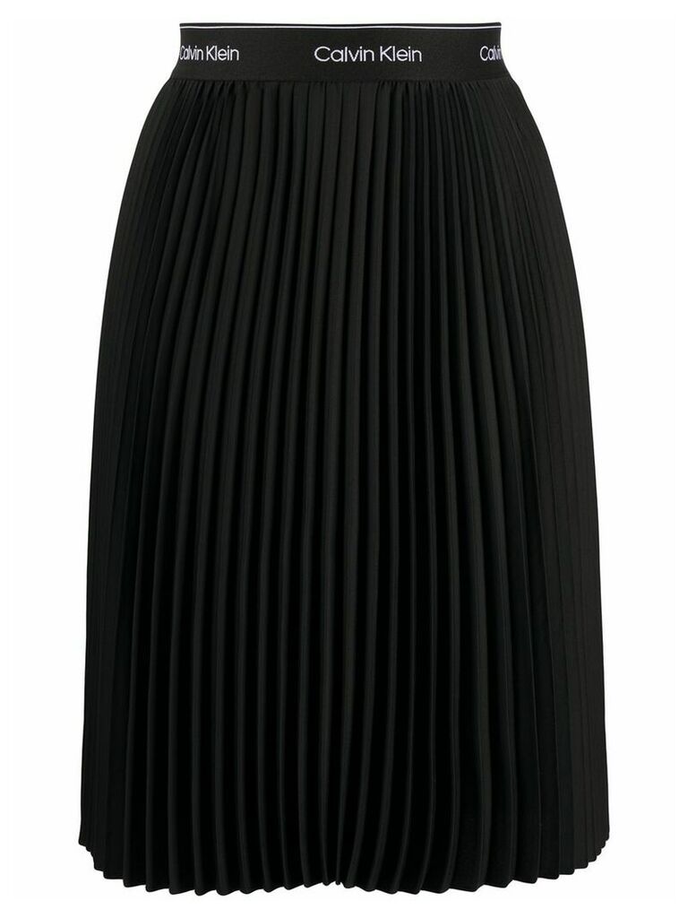 Calvin Klein pleated logo waistband skirt - Black