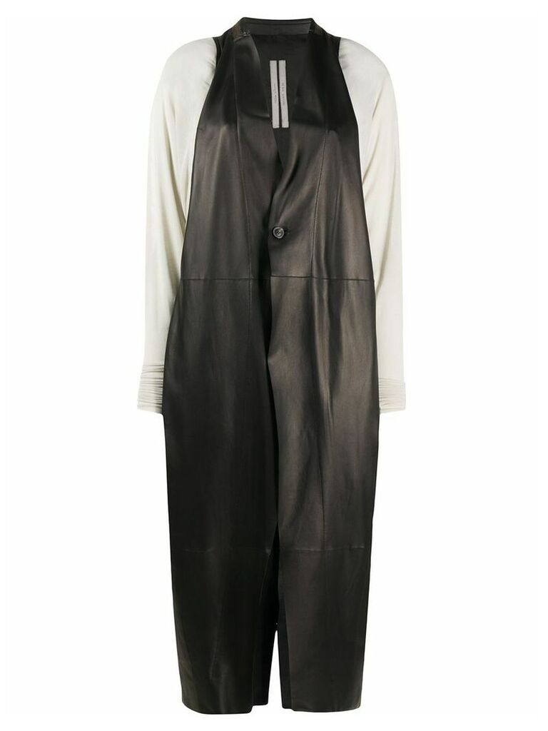 Rick Owens combined leather coat - Black