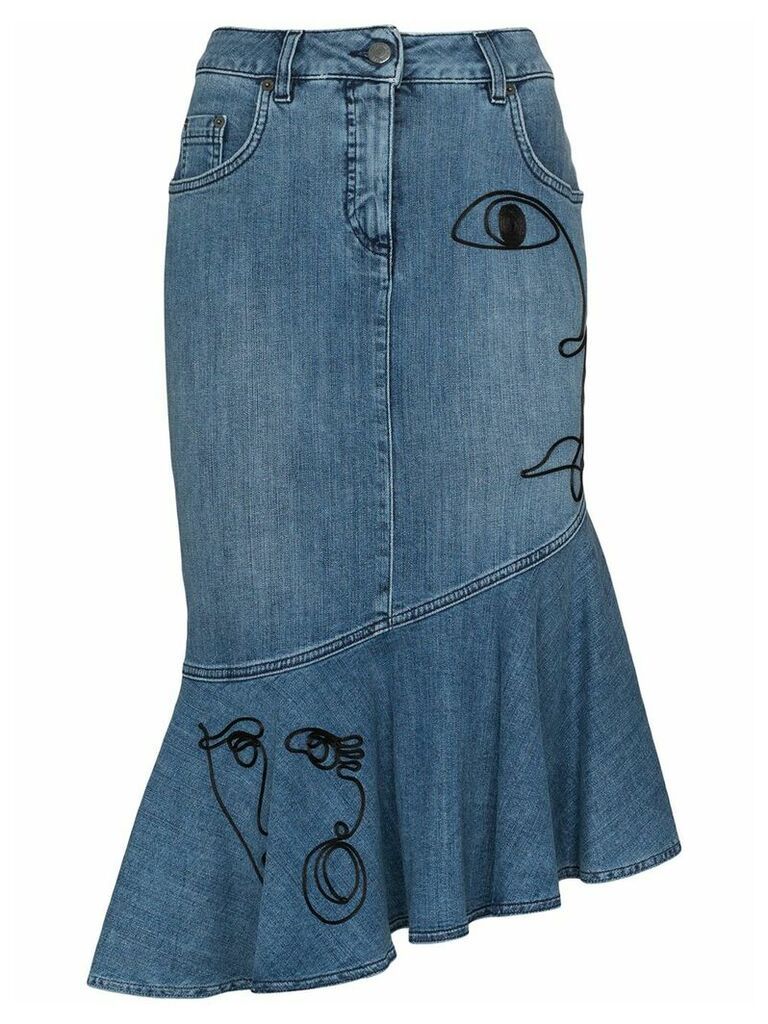 Moschino high-waisted embroidered skirt - Blue