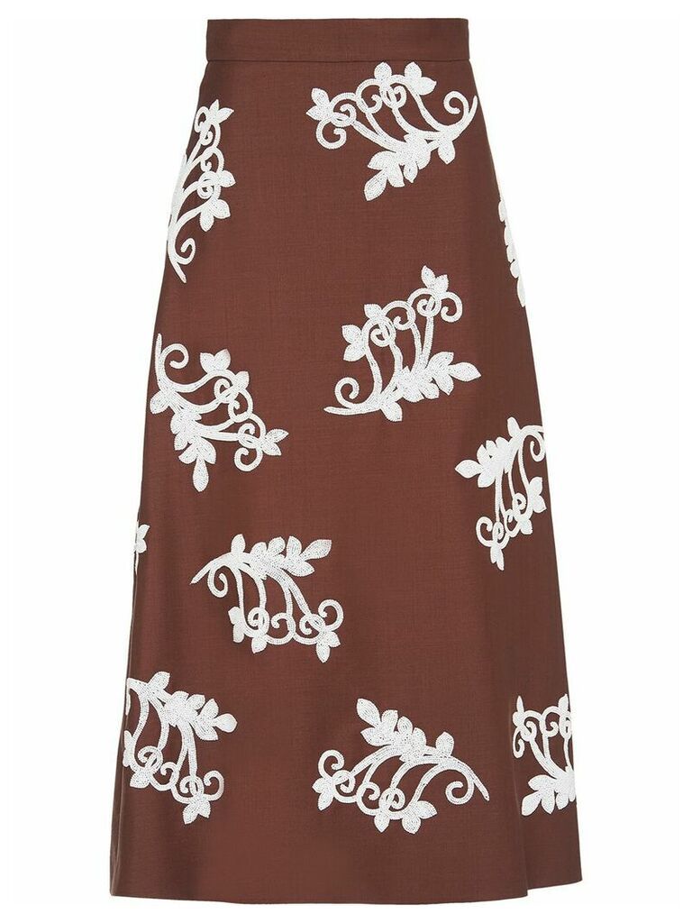 Prada Curly Flower A-line skirt - Brown