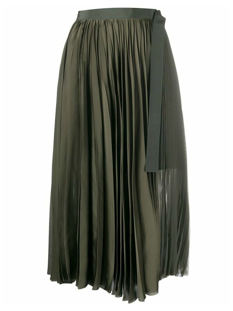 Sacai belted pleated skirt - Green
