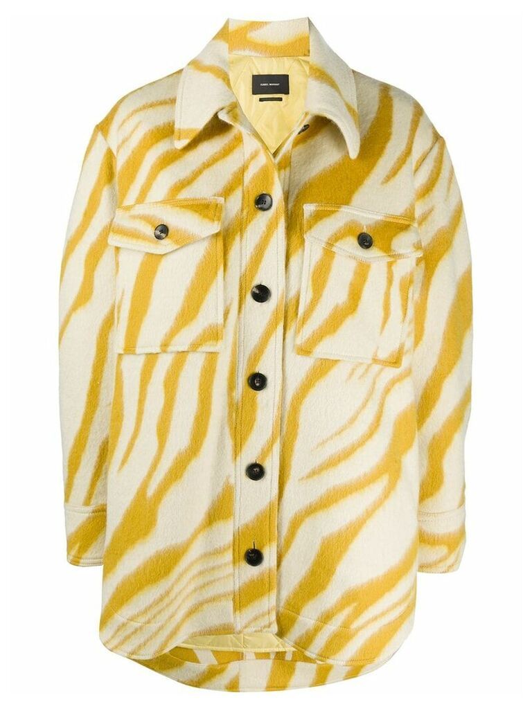 Isabel Marant zebra-print textured shirt jacket - Yellow