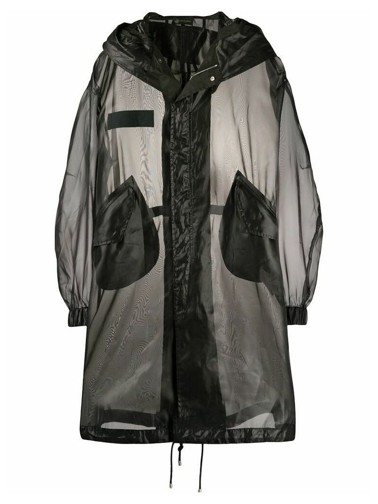 Mr & Mrs Italy boxy fit transparent parka coat - Black