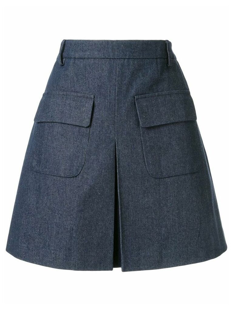 Edward Achour Paris front pleat skirt - Blue