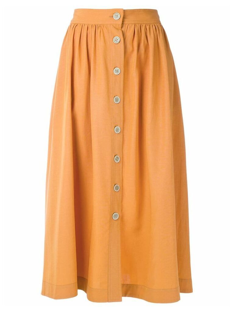 Andrea Marques button-up flare midi skirt - Yellow