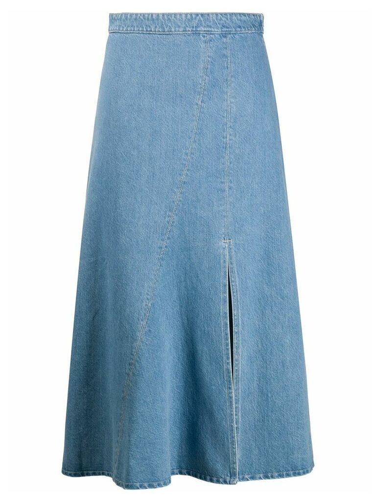 Simonetta Ravizza front-slit flared midi skirt - Blue