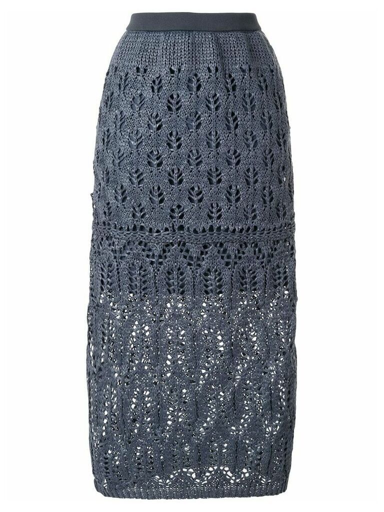 Coohem straight lacy knit skirt - Blue