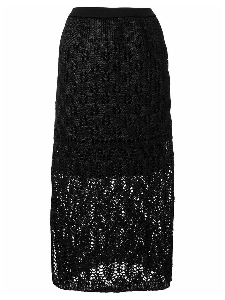 Coohem straight lacy knit skirt - Black