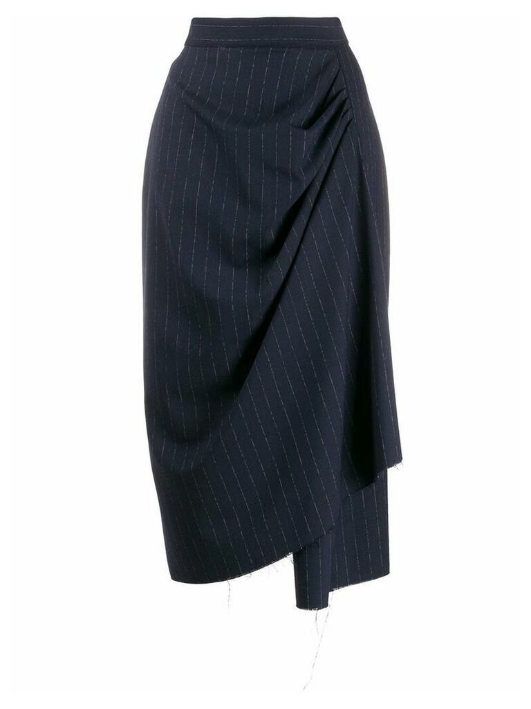 Act N°1 asymmetric pinstriped pencil skirt - Blue