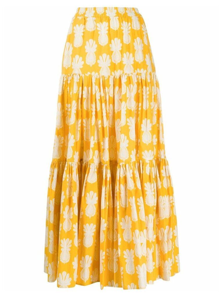 La Doublej Pineapple ruffle tiered skirt - Yellow