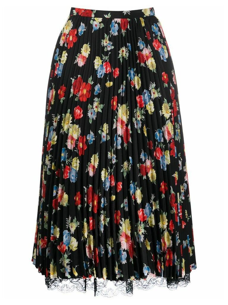 Ermanno Scervino pleated floral-print skirt - Black