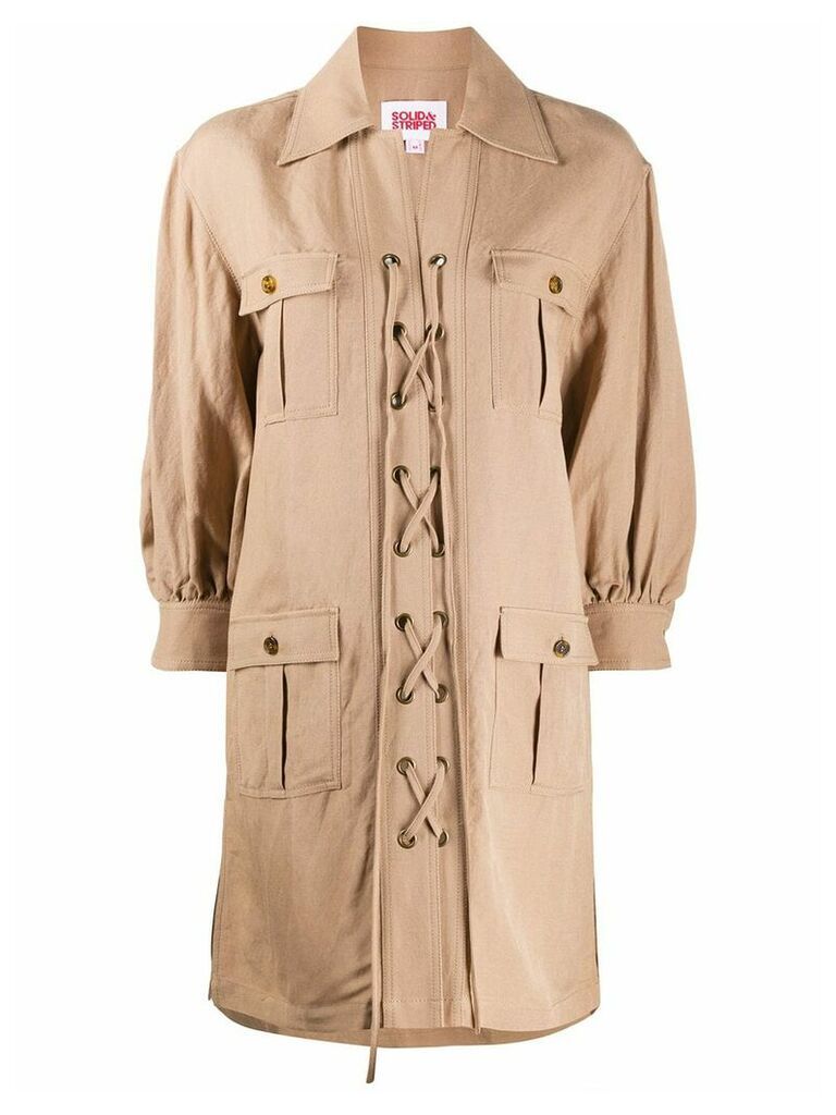 Solid & Striped lace-up parka coat - NEUTRALS