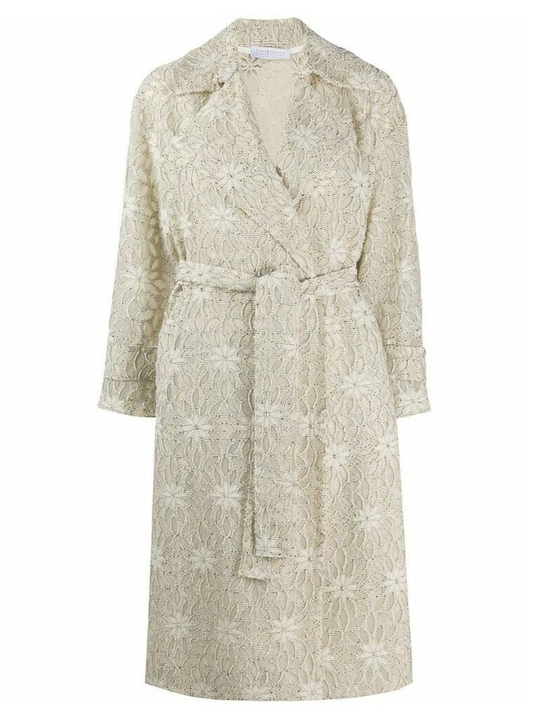 Harris Wharf London floral embroidered trench coat - NEUTRALS