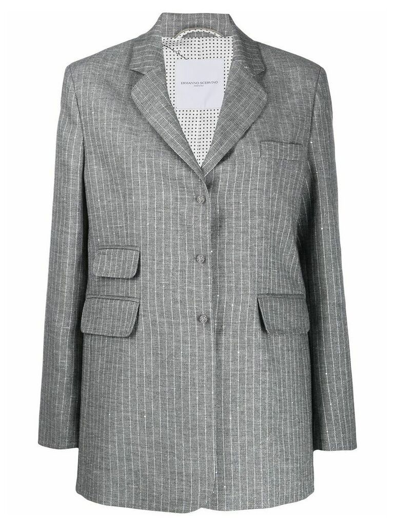 Ermanno Scervino single breasted striped print blazer - Grey