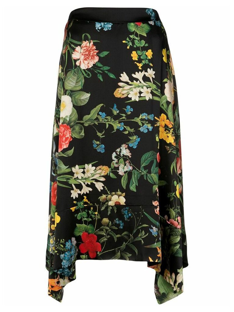 Madison. Maison Laura floral-print silk skirt - Black