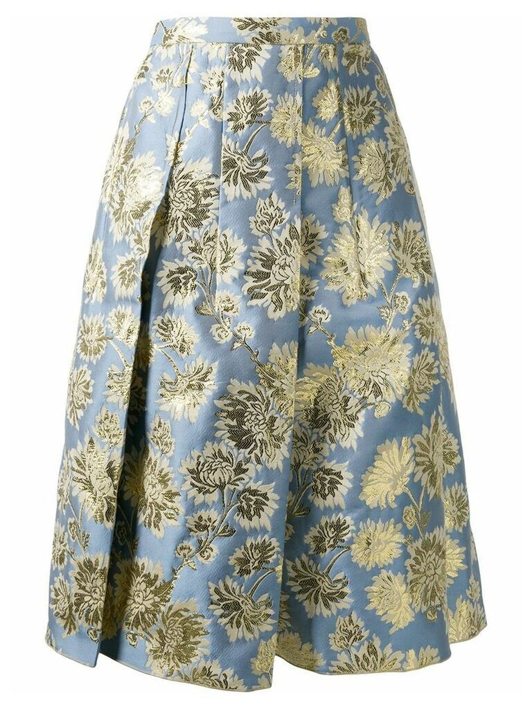 Nº21 floral jacquard A-line skirt - Blue
