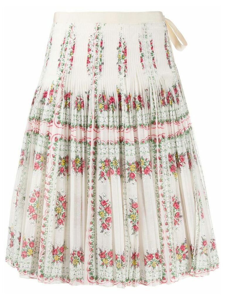 Tory Burch floral pleated skirt - Neutrals
