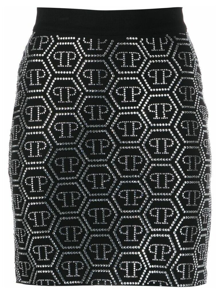 Philipp Plein embellished logo skirt - Black