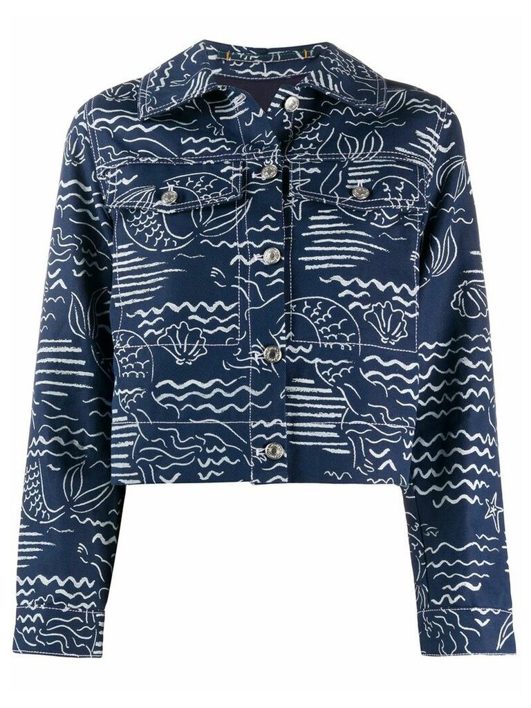 Kenzo mermaid print cropped jacket - Blue