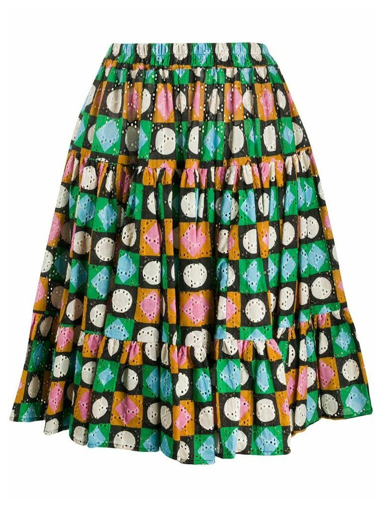 La Doublej Lucky Charms print tiered skirt - Green