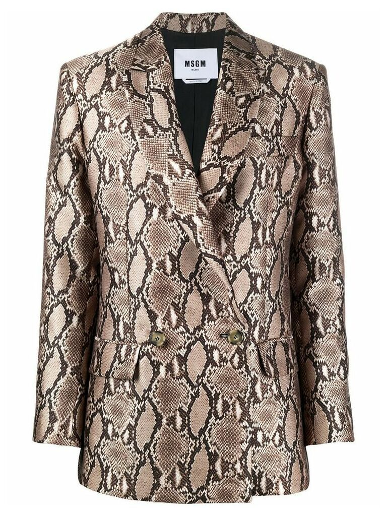 MSGM snakeskin print blazer - Brown