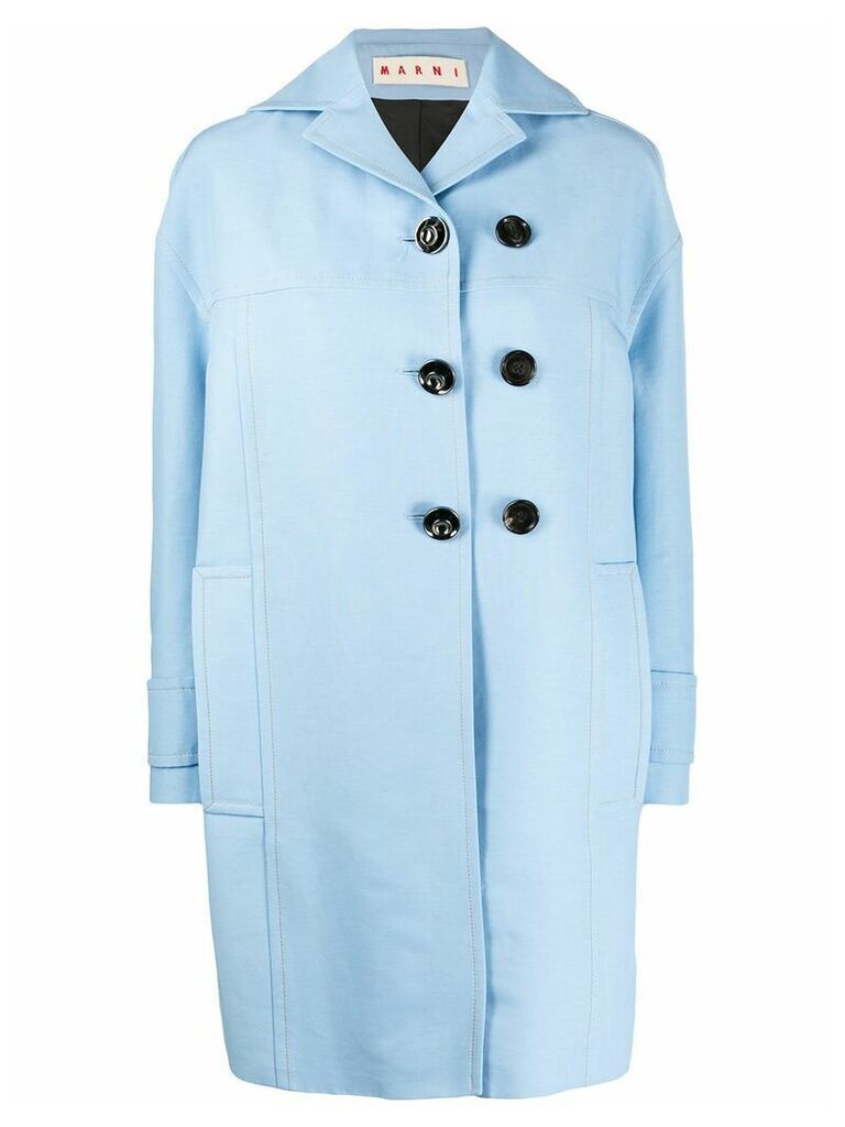 Marni off-set oversized pea coat - Blue