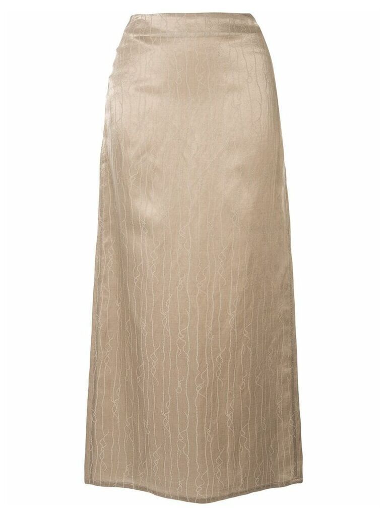 sulvam embroidered straight skirt - Brown