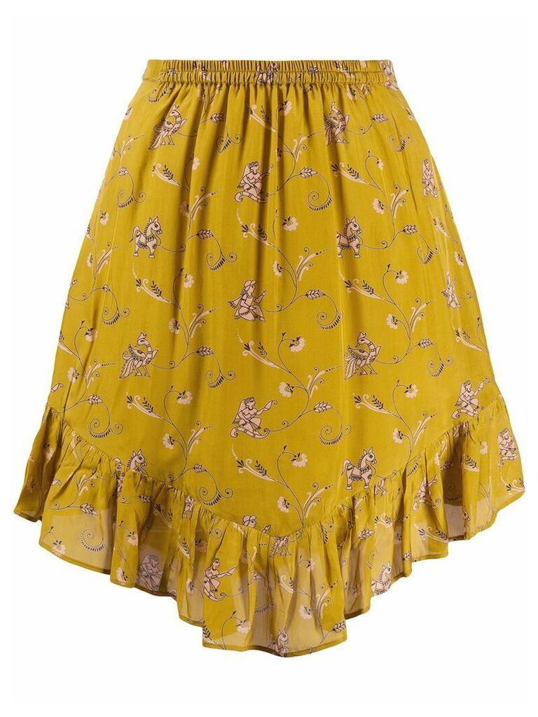 Mes Demoiselles floral print asymmetric skirt - NEUTRALS