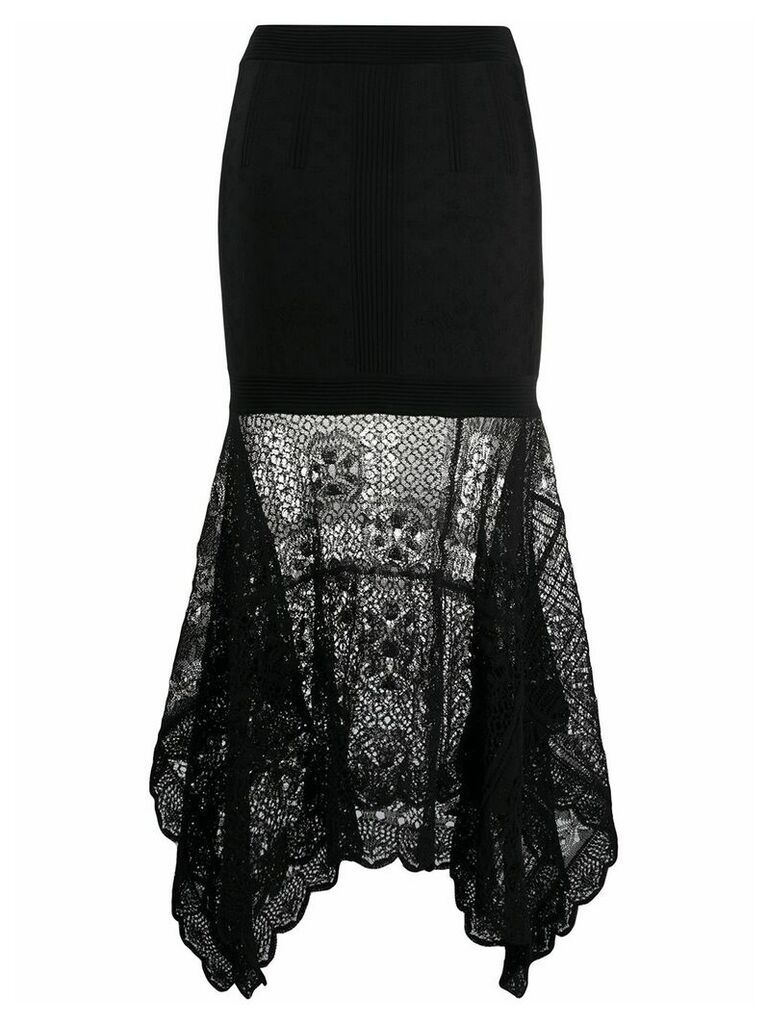 Alexander McQueen patchwork lace knitted skirt - Black