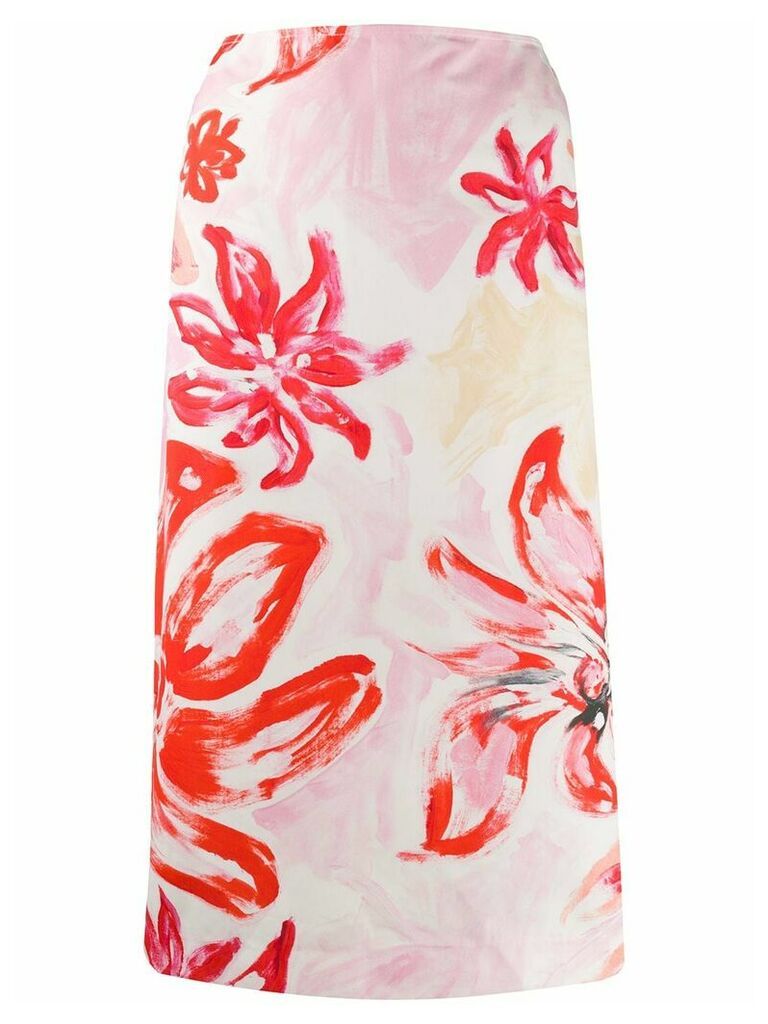 Marni high-waisted floral print skirt - PINK