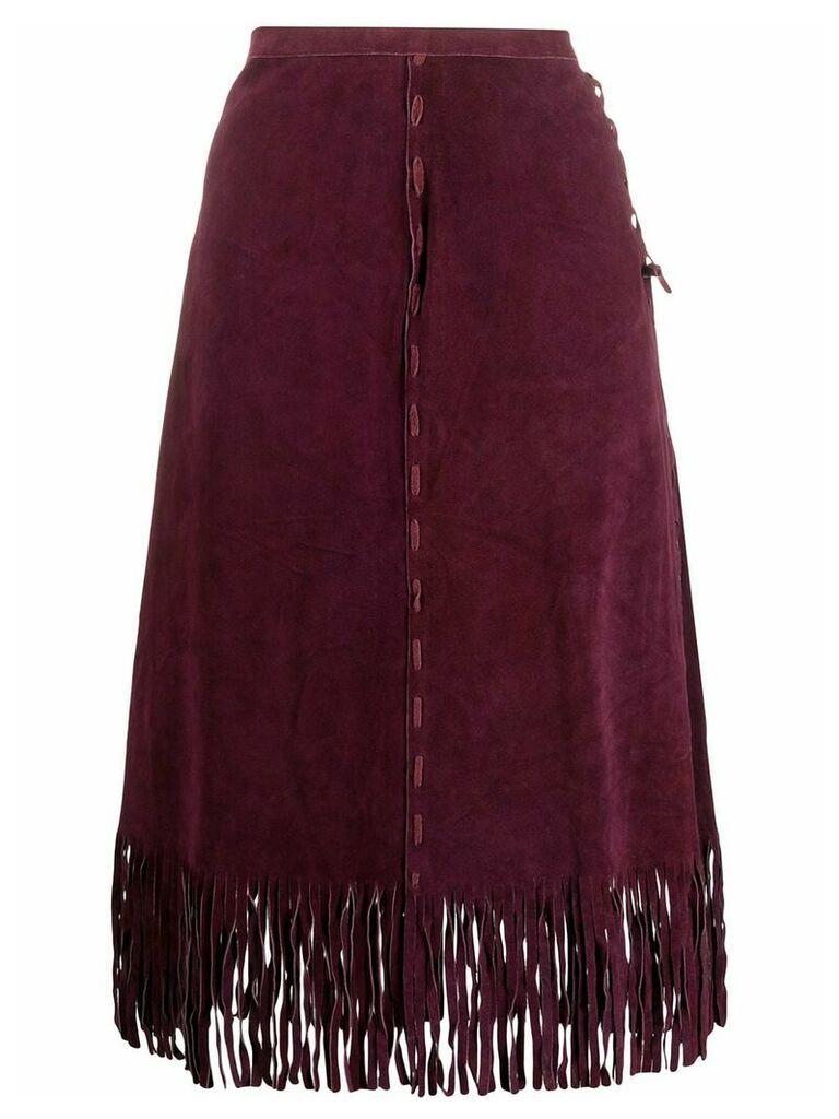 A.N.G.E.L.O. Vintage Cult 1980s A-line fringe suede skirt - Red