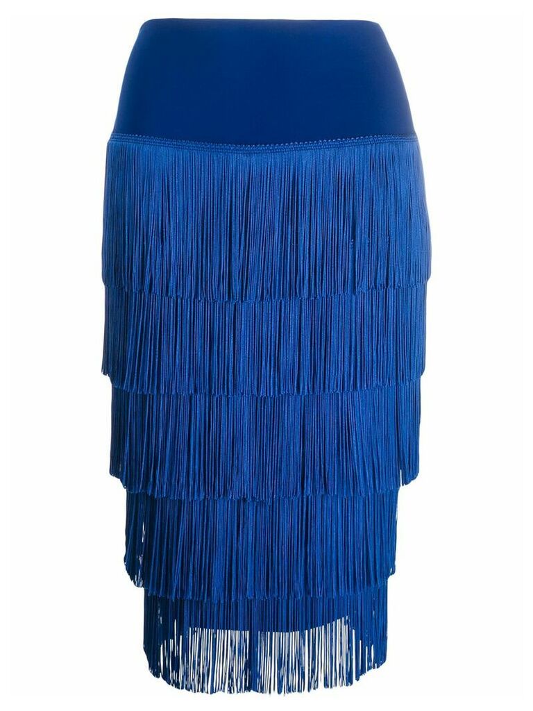 Norma Kamali fringed pencil skirt - Blue