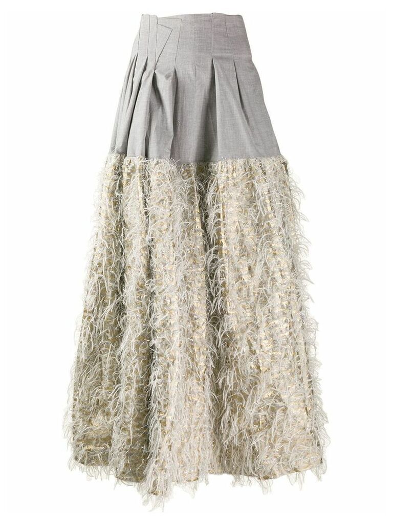 Jourden faux-feather embellished skirt - Grey
