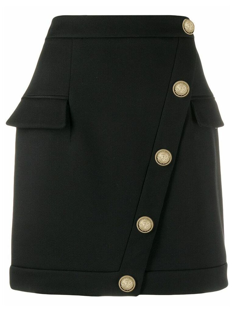 Balmain button embellished short skirt - Black