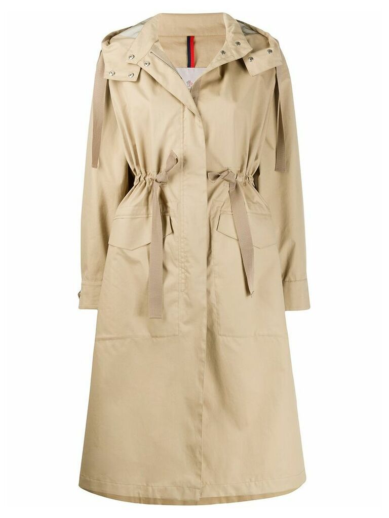 Moncler drawstring-waist hooded coat - Neutrals