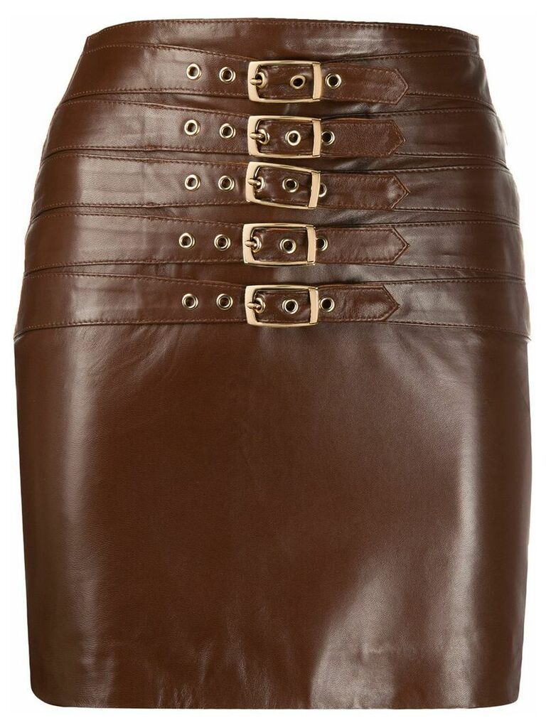 Manokhi Dita buckled leather skirt - Brown