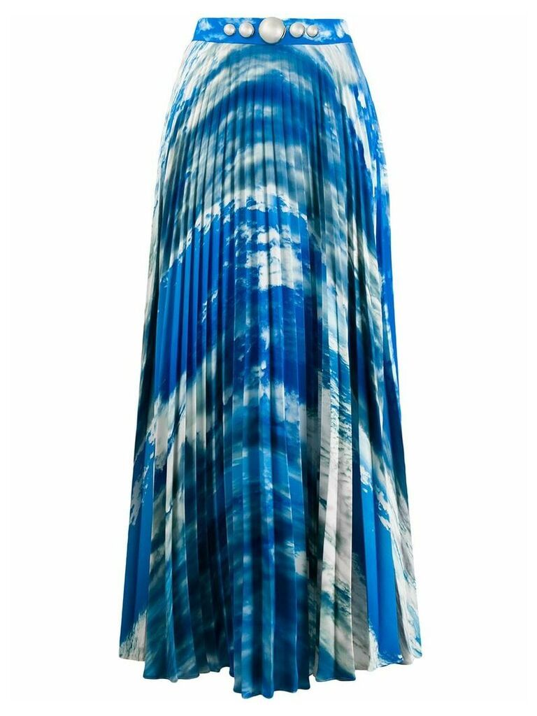 Christopher Kane sky print pleated skirt - Blue