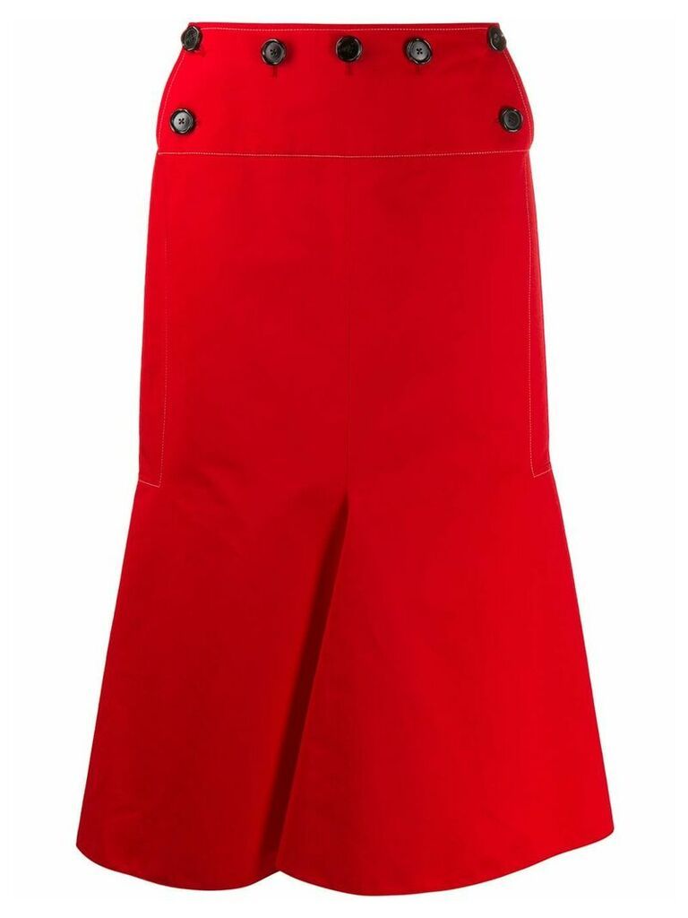 Marni button detail flap front cotton blend skirt - Red