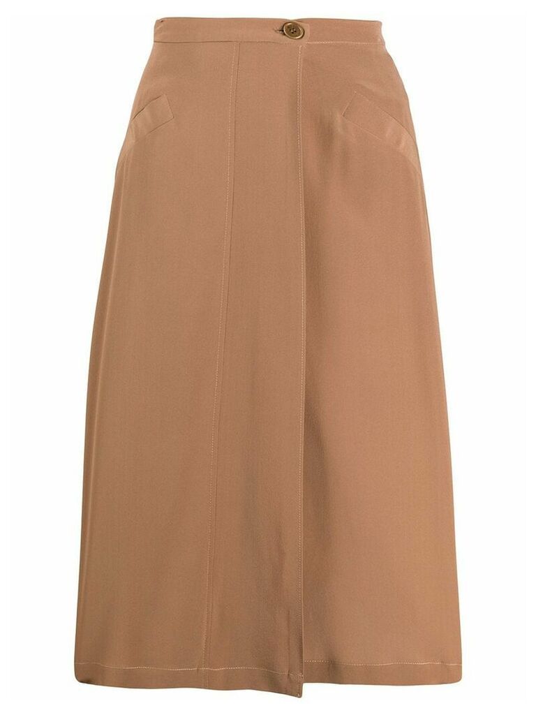 Aspesi high-waisted silk skirt - Brown