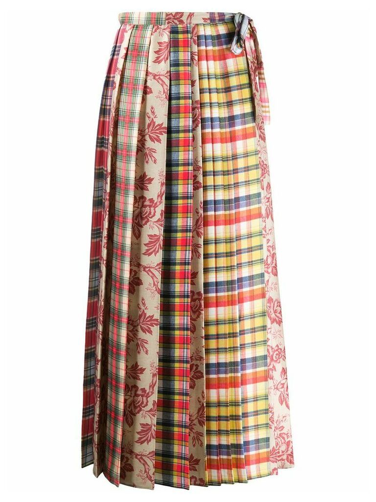 Pierre-Louis Mascia Rosa mixed-print pleated skirt - PINK