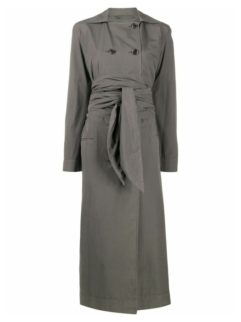 Lemaire belted double breasted coat - Green