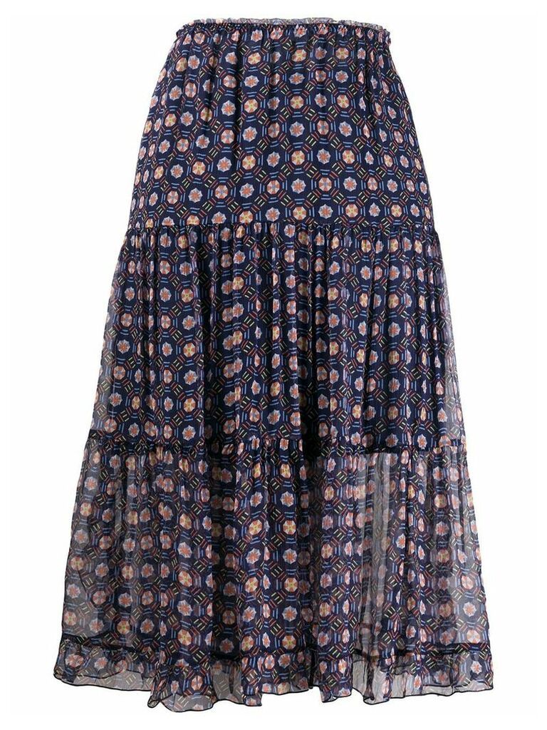 See by Chloé pull-on tiered midi skirt - Blue