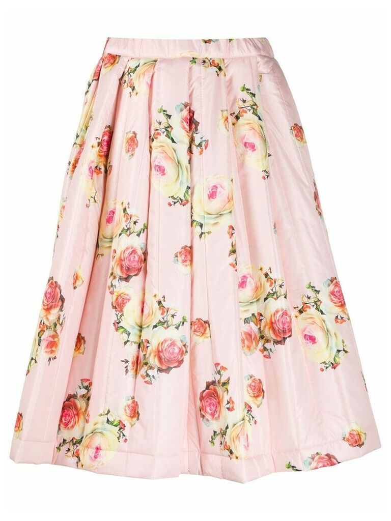 Comme Des Garçons rose-print quilted A-line skirt - PINK