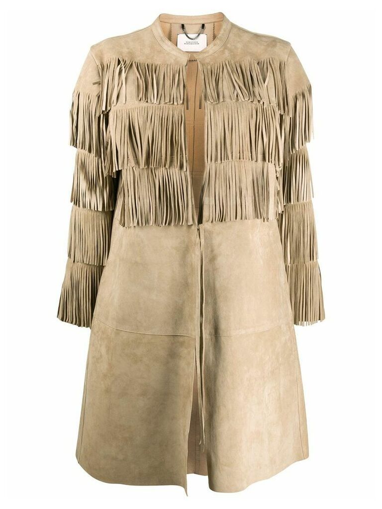Dorothee Schumacher tiered fringe coat - NEUTRALS