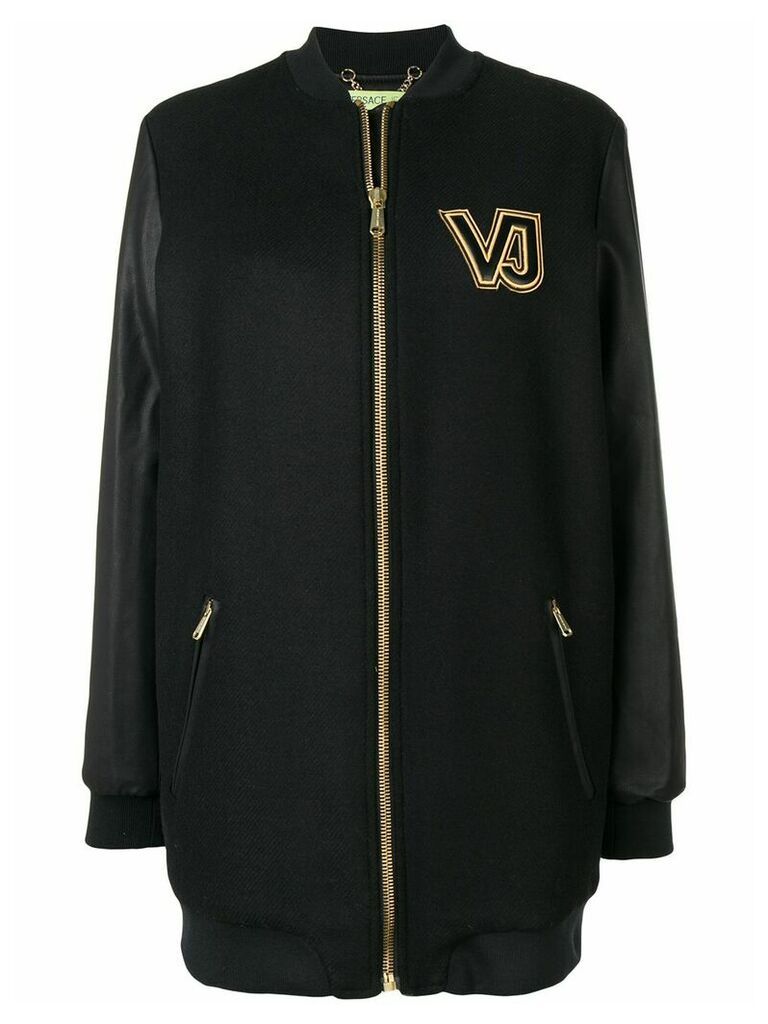 Versace Jeans Couture contrast logo zipped coat - Black